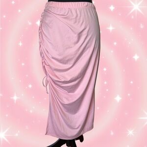 Rainbow Pink Maxi Skirt with Ruched Detail